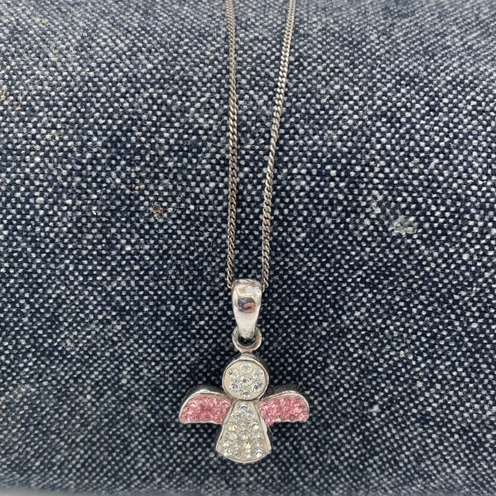 The ORIGINAL SILVER & TIMEPIECES Sterling Silver Angel Pink Wings Necklace